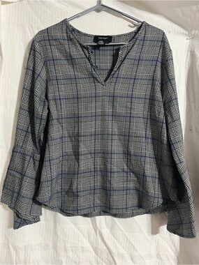 Karen Kane Navy & White Plaid V-Neck Tunic